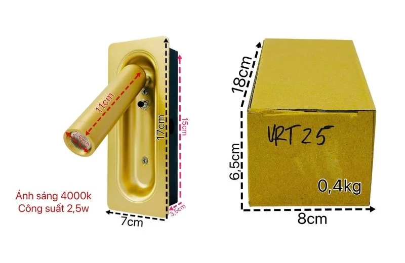 Chi tiết đèn rọi tranh VRT25