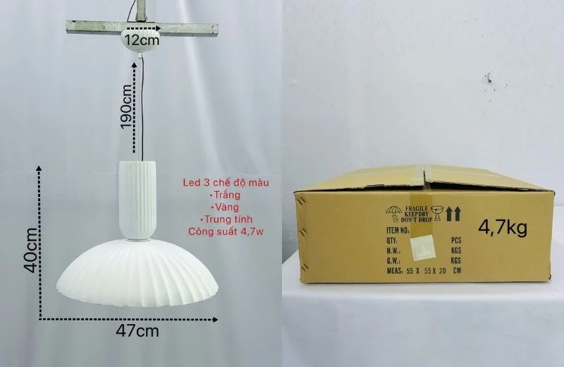 Thông số chi tiết và đóng gói của đèn thả hiện đại THD92