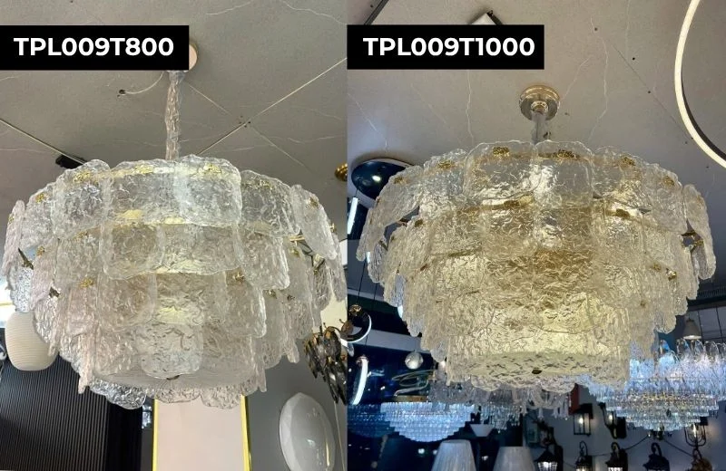 Chi tiết đèn thả pha lê TPL009T800 và TPL009T1000