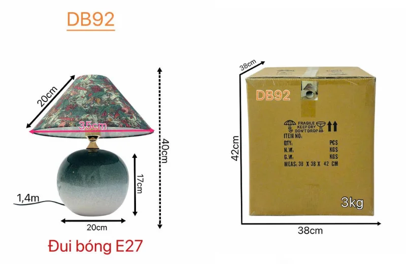 Thông số chi tiết Đèn Bàn DB92 
