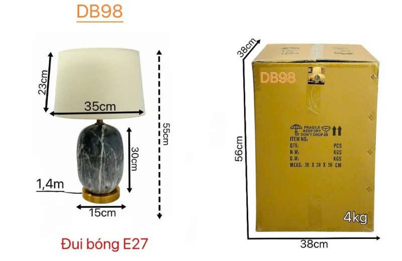 Kích thước Đèn bàn DB98