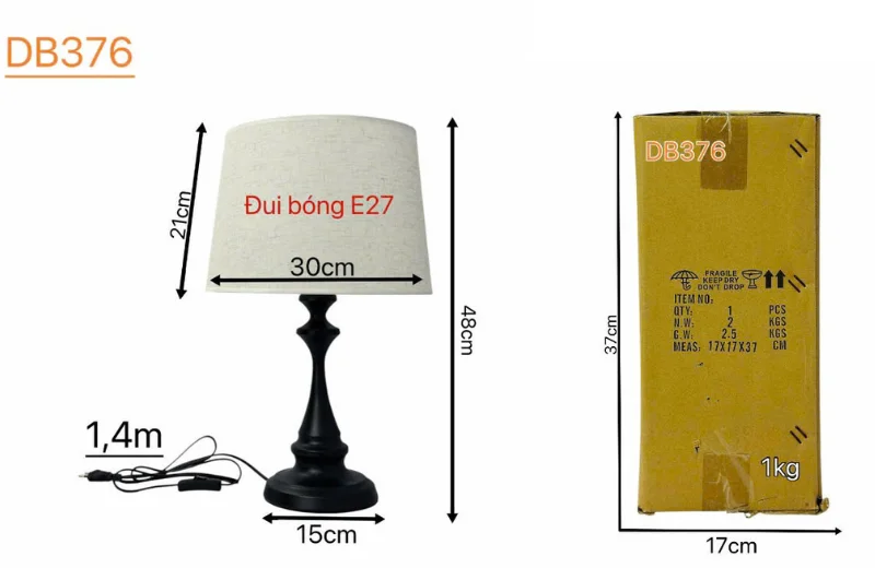 Thông số chi tiết Đèn Bàn DB376