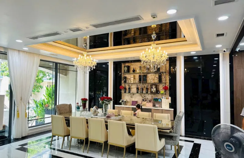 đèn chùm dc0088t15 - thiết kế thả chùm pha lê K9 cao cấp thả bàn ăn sang trọng.