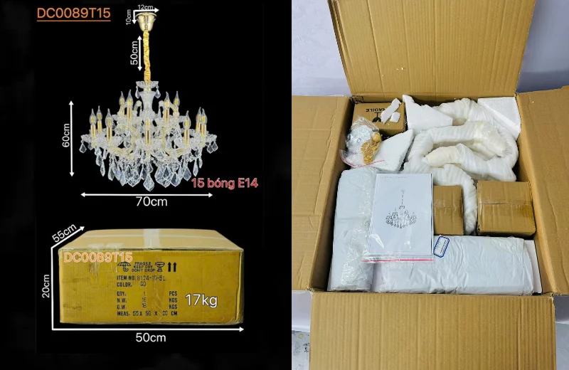 Thông số chi tiết Đèn Chùm Pha Lê DC0089