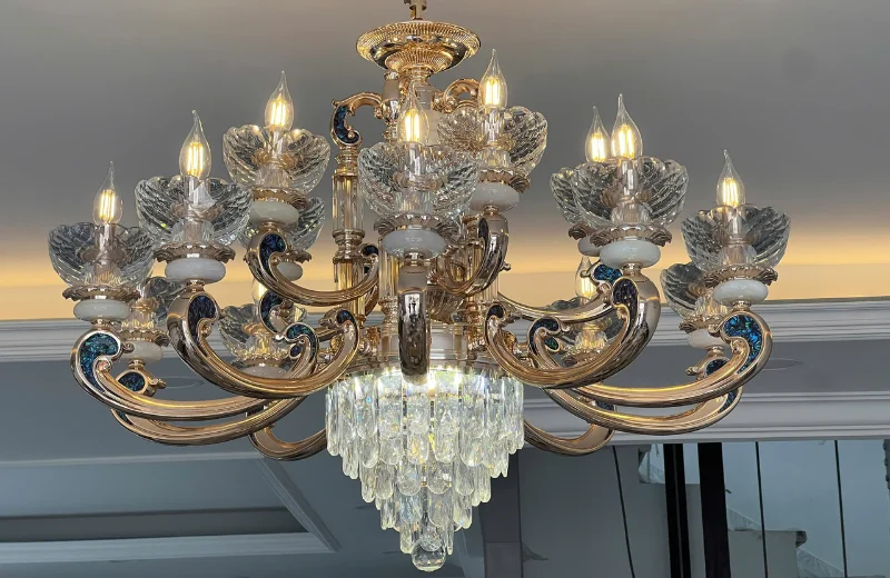 Ảnh thật Đèn Chùm Pha Lê DC6018T15 2