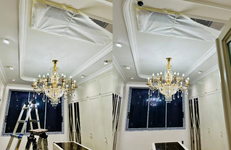 Ảnh thật Đèn Chùm Pha Lê DC8908T18 lắp đặt tại nhà khách 