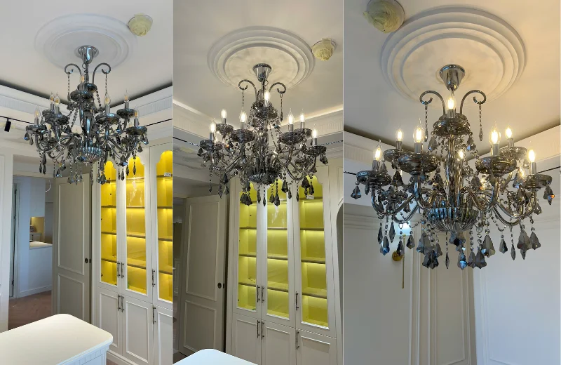 Ảnh thật Đèn Chùm DC9188T12 lắp đặt tại nhà khách