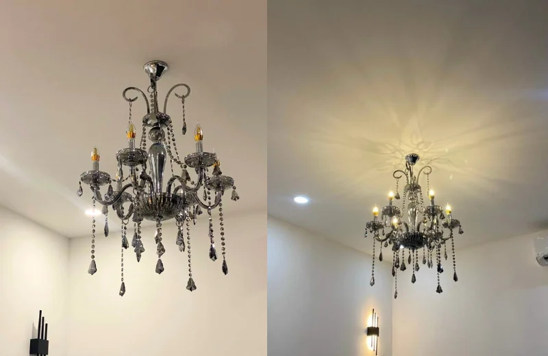 Ảnh thật Đèn Chùm DC9188T8 lắp đặt tại nhà khách