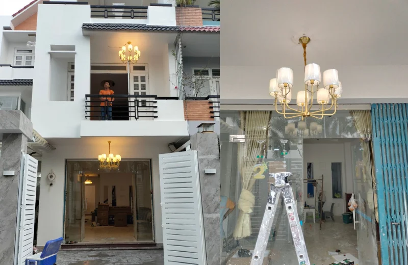 Ảnh thật Đèn Chùm DCD11T8 lắp đặt tại nhà khách