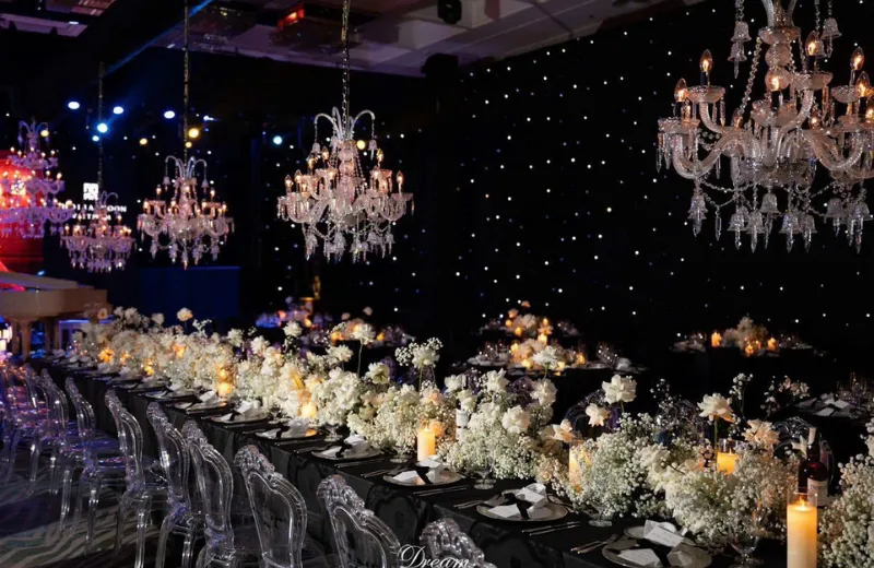 Đèn chùm DC9146 - thiết kế chùm pha lê trang trí bàn ăn sang trọng