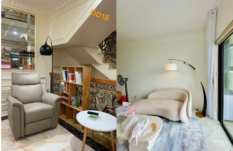 Đèn trang trí phòng khách - thiết kế đèn cây đứng dạng cong vòm trang trí phòng khách