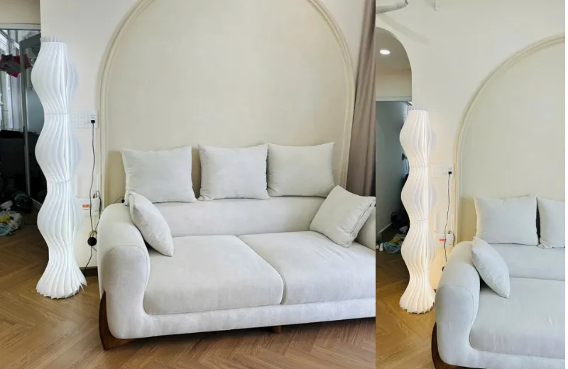 Đèn đứng DD20 trang trí phòng khách – thiết kế uốn lượn độc đáo với 22 lá, ánh sáng LED 3 chế độ mang lại không gian hiện đại và ấm cúng