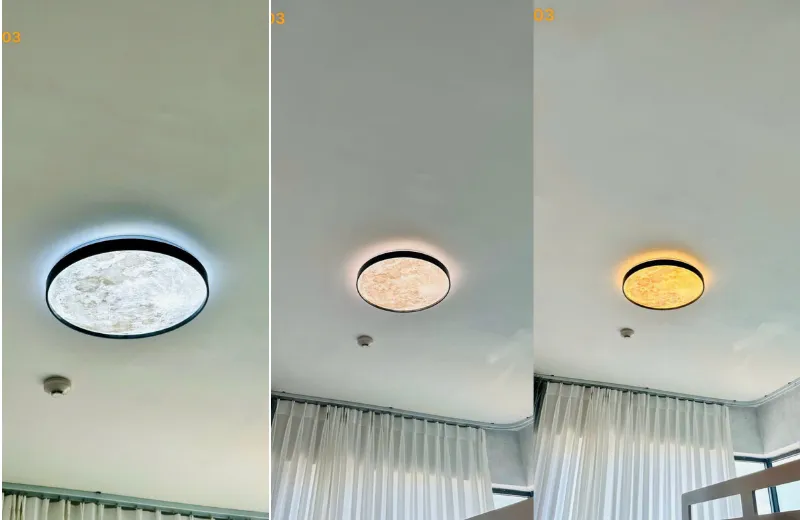 Đèn trang trí phòng phòng khách - thiết kế ốp trần mica, ánh sáng led đổi màu