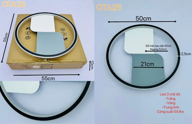 Thông số chi tiết Đèn Ốp Trần Mica OTA26 