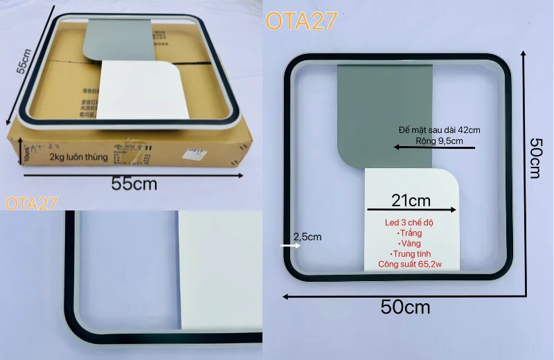 Thông số chi tiết Đèn Ốp Trần Mica OTA27 