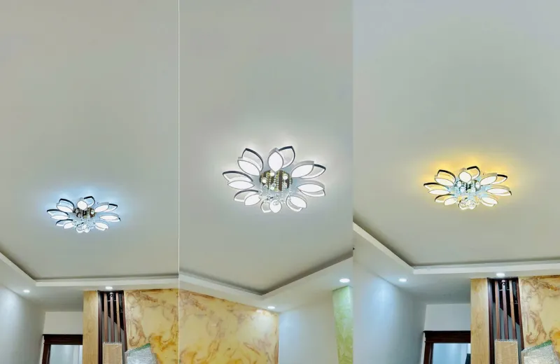 Đèn trang trí phòng khách - thiết kế cắt CNC ốp trần ánh sang led 3 chế độ