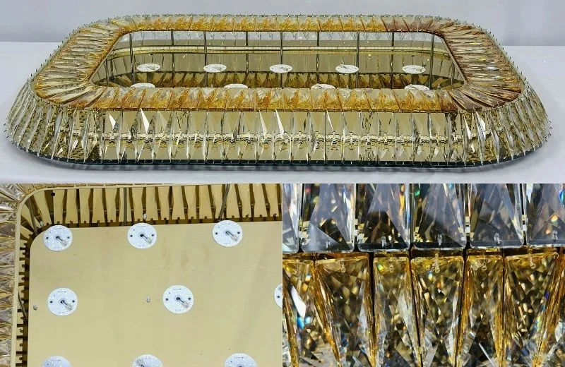 Đèn ốp trần pha lê OTPL088 thiết kế nhiều tầng pha lê cùng khung kim loại cao cấp