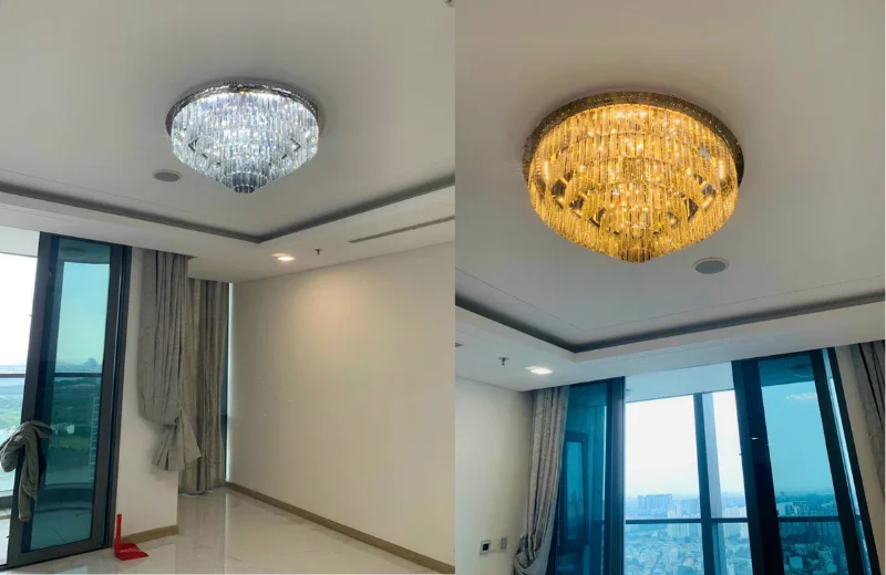 Ảnh thật Đèn Ốp Trần Pha Lê OTPL3509T800 tại nhà khách 