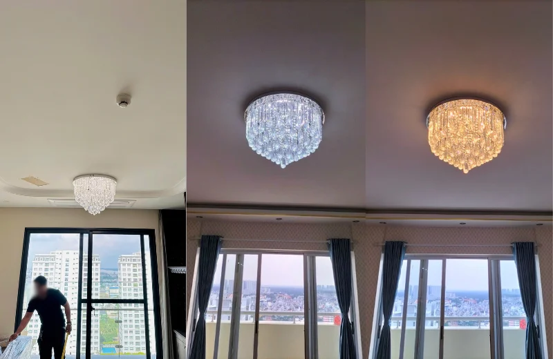 Ảnh thật Đèn Ốp Trần Pha Lê OTPL40397 tại nhà khách