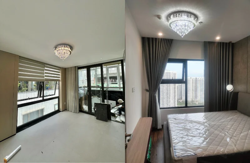 Ảnh thật Đèn Ốp Trần Pha Lê OTPL40399 thi công tại nhà khách 