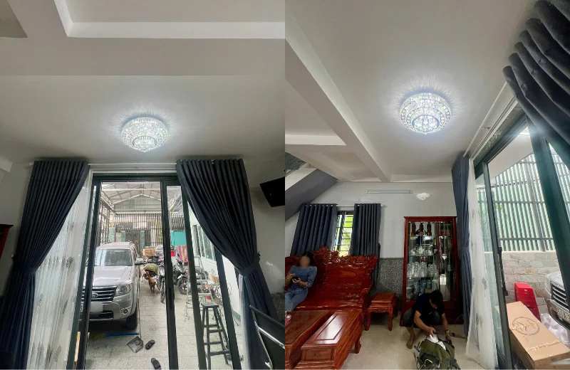 Ảnh thật Đèn Ốp Trần Pha Lê OTPL81068 thi công tại nhà khách