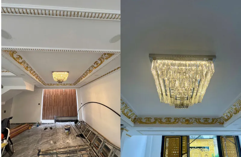 Đèn ốp trần pha lê OTPL3508 trang trí phòng khách hiện đại – pha lê cao cấp kết hợp ánh sáng LED 3 chế độ sang trọng