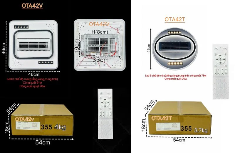 Đèn Quạt Ốp Trần OTA42 22