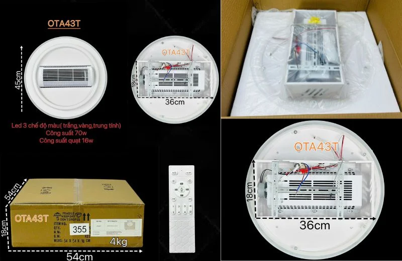 Đèn Quạt Óp Trần OTA43 2