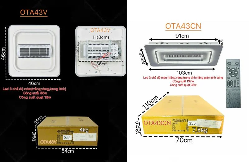 Đèn Quạt Óp Trần OTA43 4