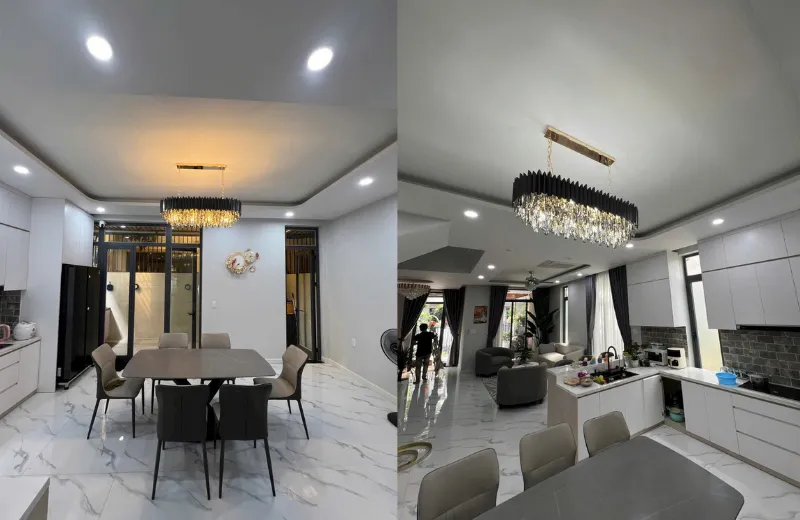 Đèn thả pha lê khói TPL88210 thân xi cao cấp, ánh sáng vàng ấm sang trọng, phù hợp trang trí phòng ăn và phòng khách hiện đại – 127 HOME