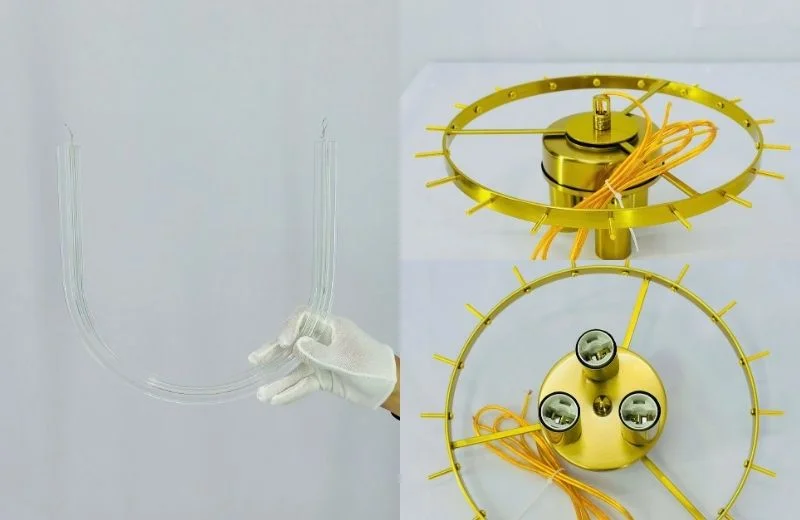 Đèn thả pha lê TPL15 với ống pha lê cao cấp và khung hợp kim xi vàng