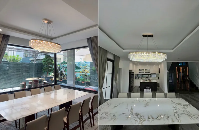 Đèn thả pha lê TPL8882 treo phòng ăn, ánh sáng LED 3 chế độ phản chiếu qua pha lê K9 cao cấp, mang đến không gian ấm áp và sang trọng – 127home