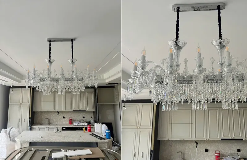 Đèn thả phòng ăn DC8806 - thiết ké thả chùm nến pha lê k9 cao cấp trang trí không gian sống sang trọng đẳng cấp