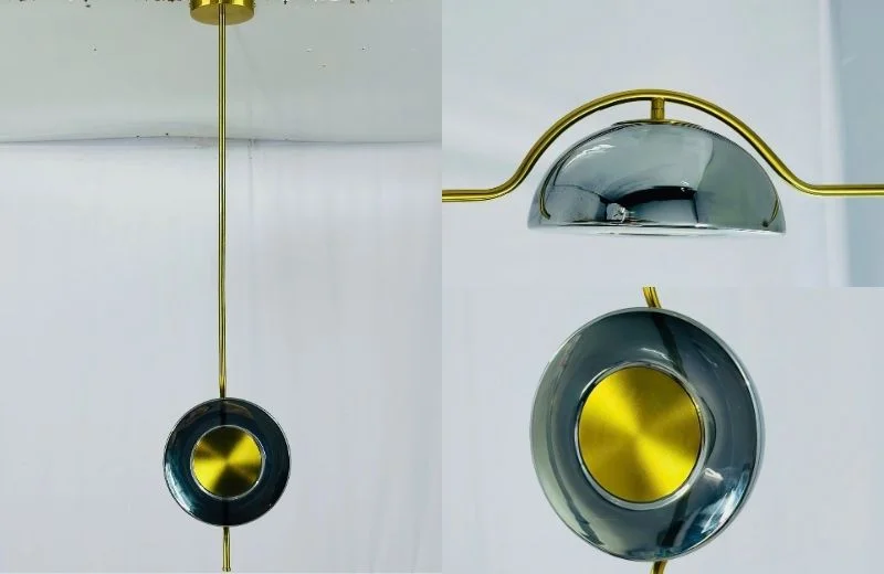 Đèn thả thiết kế TTK91 với chao thuỷ tinh cùng khung kim loại mạ vàng