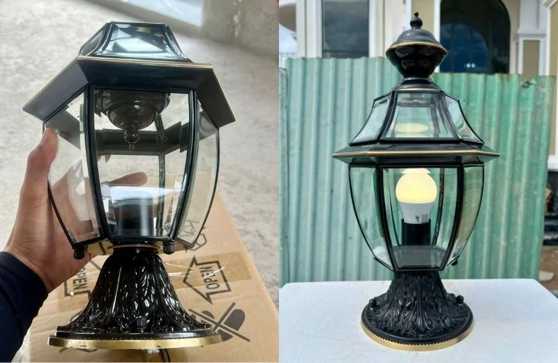 Đèn trụ DT24 với thiết kế tân cổ điển phù hợp cho trụ cổng hoặc bệ lan can