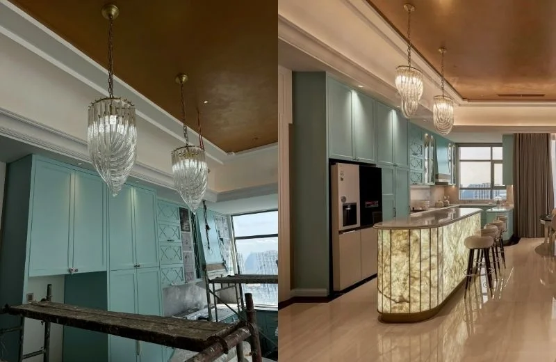 Dự án thực tế trước và sau với đèn thả pha lê TPL15