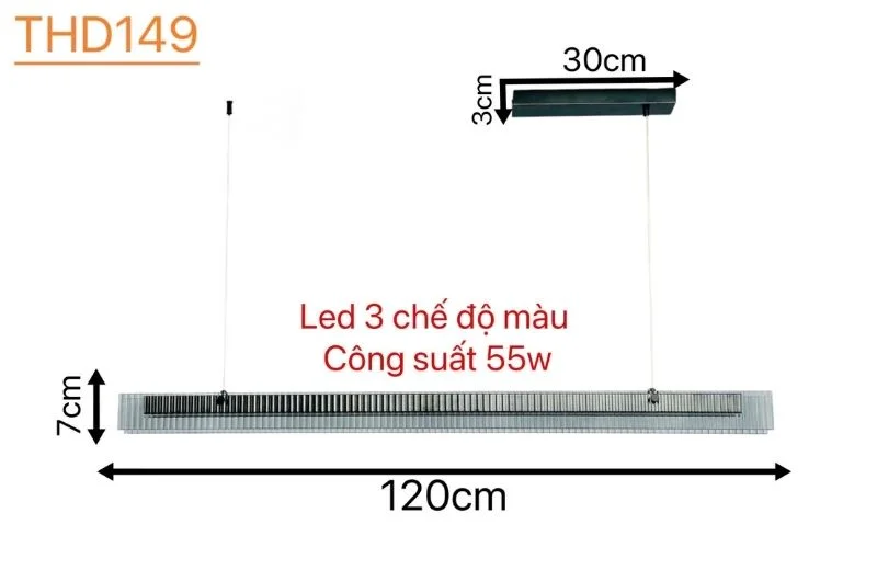 Kích thước đèn thả hiện đại THD149