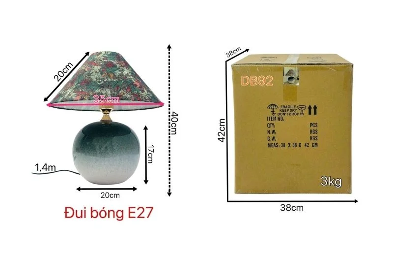 Thông số chi tiết đèn bàn DB92