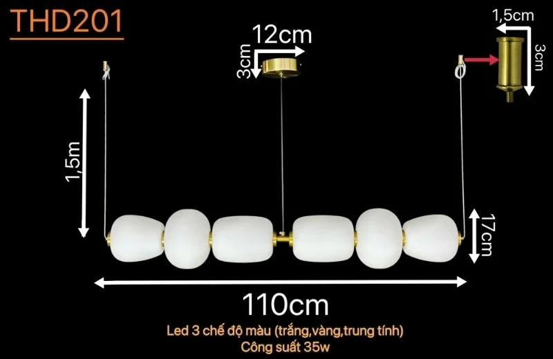Thông số đèn thả hiện đại THD201
