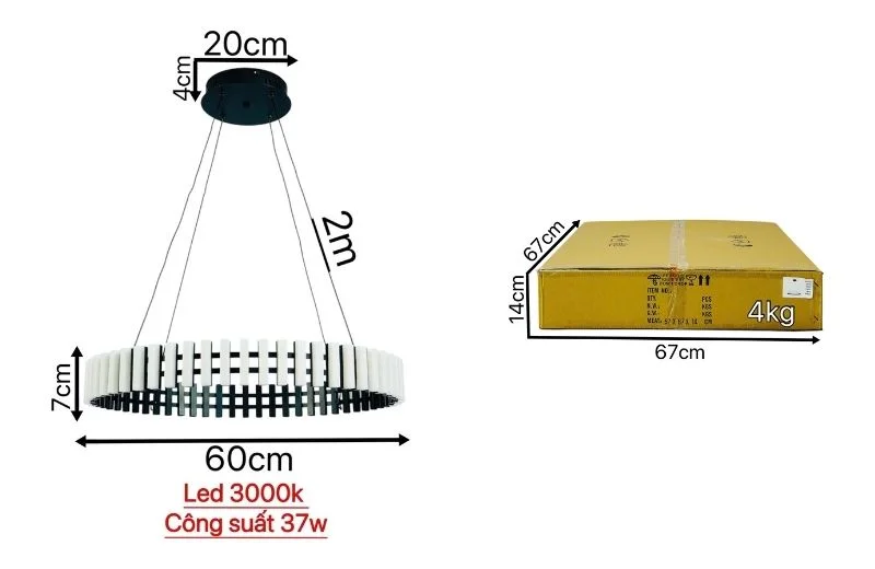 Thông số đèn thả hiện đại THD95