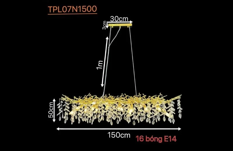 Thông số đèn thả pha lê TPL07N1500