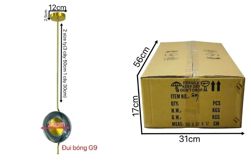 Thông số đèn thả thiết kế TTK91