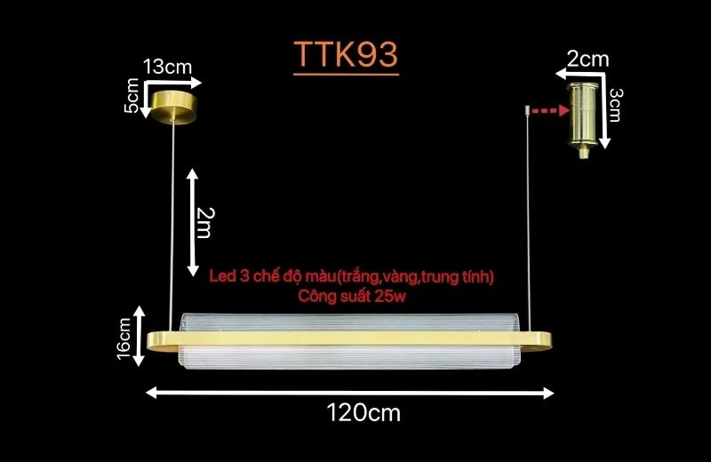 Thông số đèn thả thiết kế TTK93