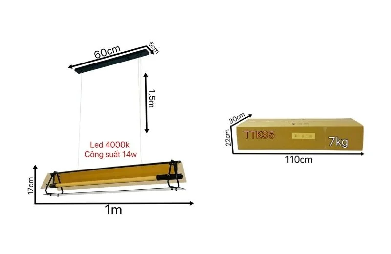 Thông số chi tiết đèn thả thiết kế TTK95