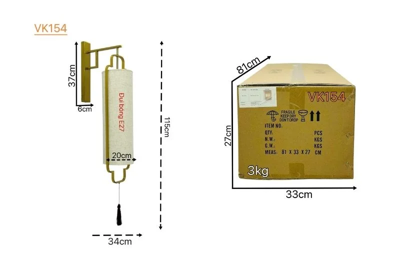 Thông số đèn tường VK154 