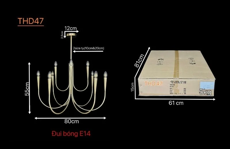 Thông số, thung đựng đèn thả hiện đại THD47