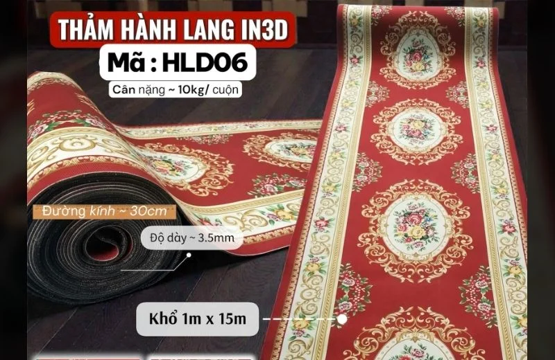 Chi tiết thảm hành lang in 3D HLD06 