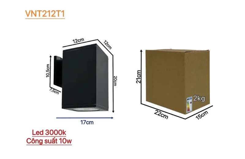 Kích thước Đèn Hắt Tường VNT212T1