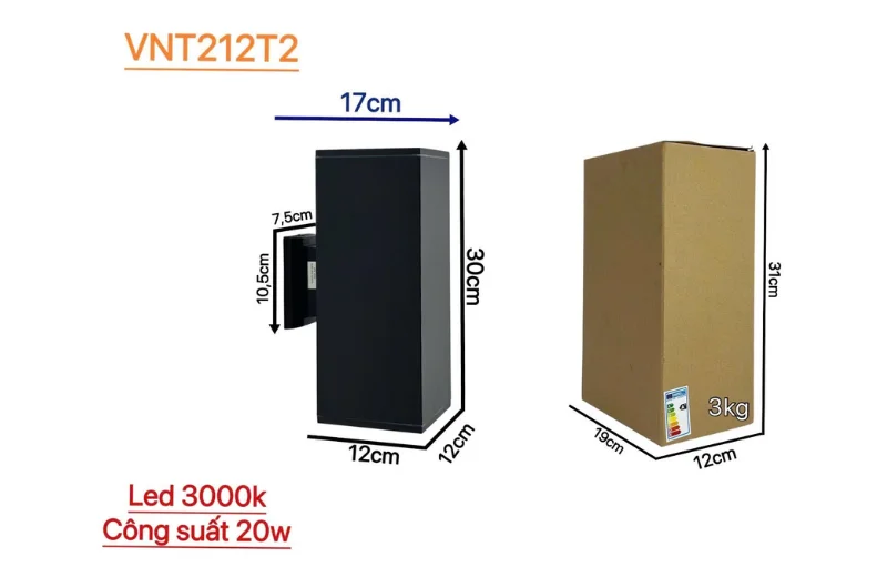 Kích thước Đèn Hắt Tường VNT212T2