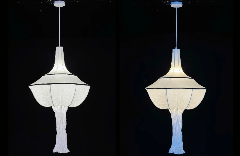 Ảnh thật Đèn Thả Hiện Đại THD54 lúc bật và tắt đèn